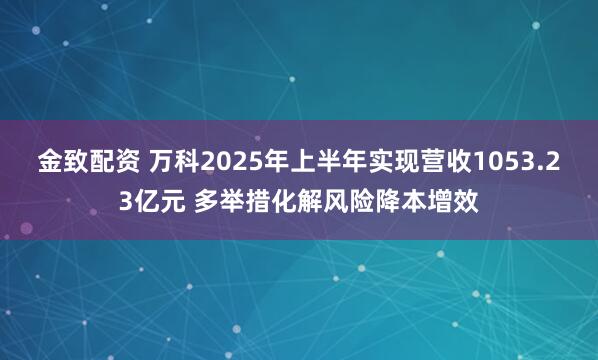 金致配资 万科2025年上半年实现营收1053.23亿元 多举措化解风险降本增效